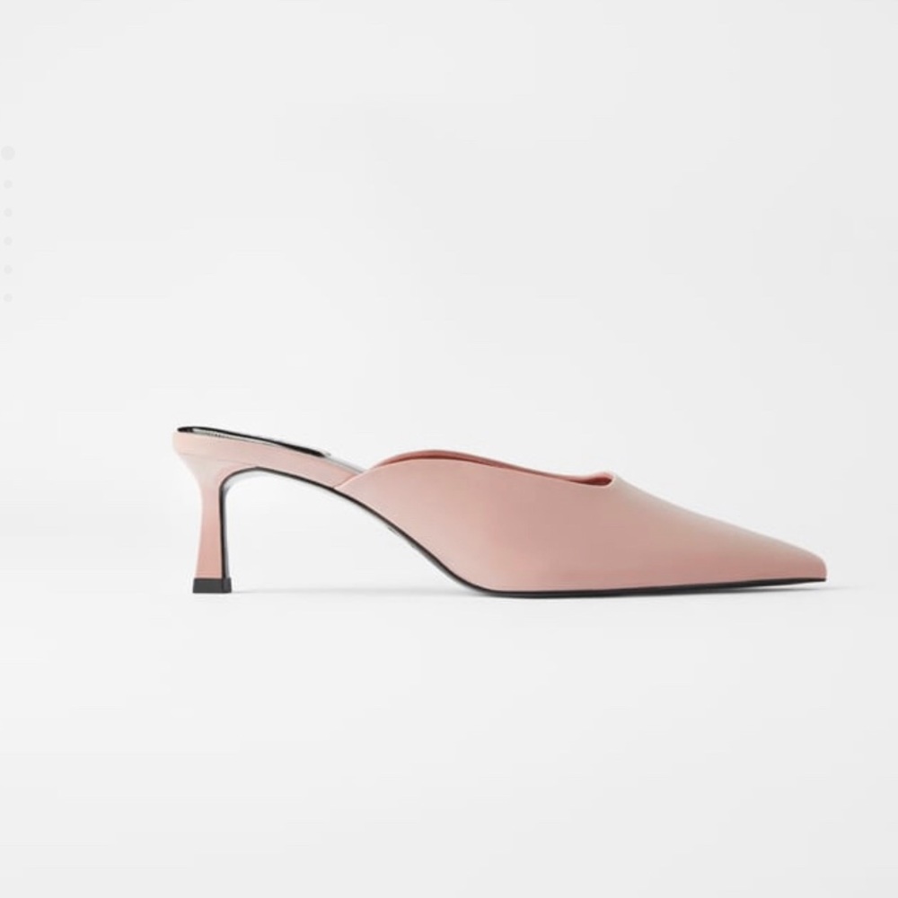 NWT Zara Light Pink Mid-Heel Mules - Picture 4 of 9